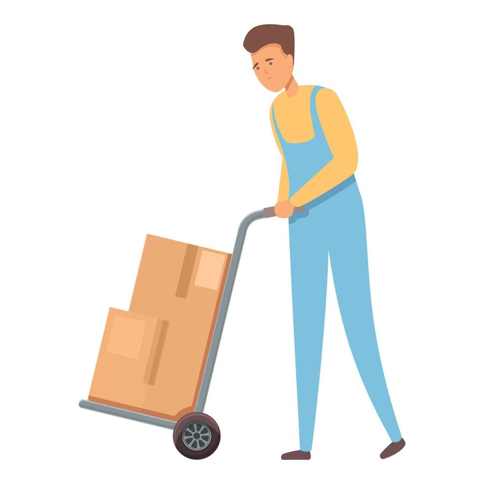 Take box cart icon cartoon vector. House move vector