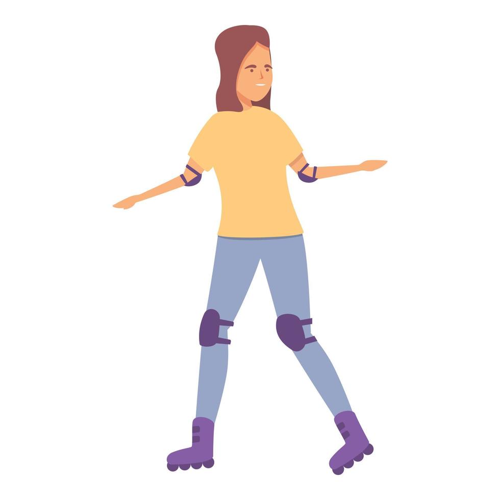 vector de dibujos animados de icono de chica de patines en línea. escuela de deportes