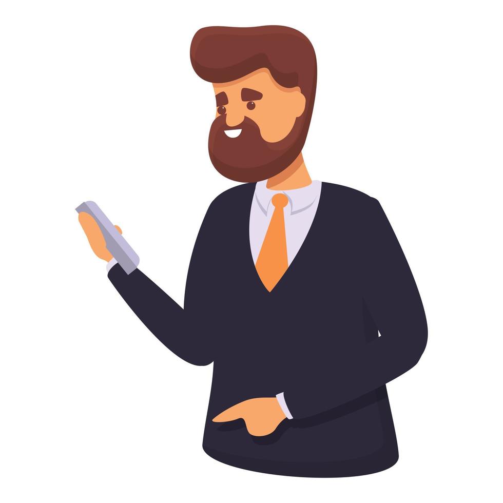 Businessman messaging network icon, cartoon style vector