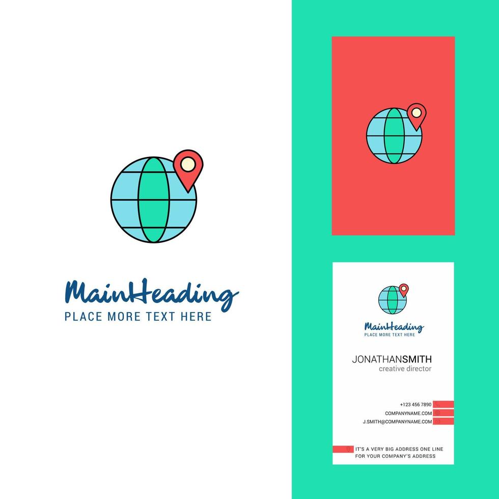 Location on globe Creative Logo and business card vertical Design Vector