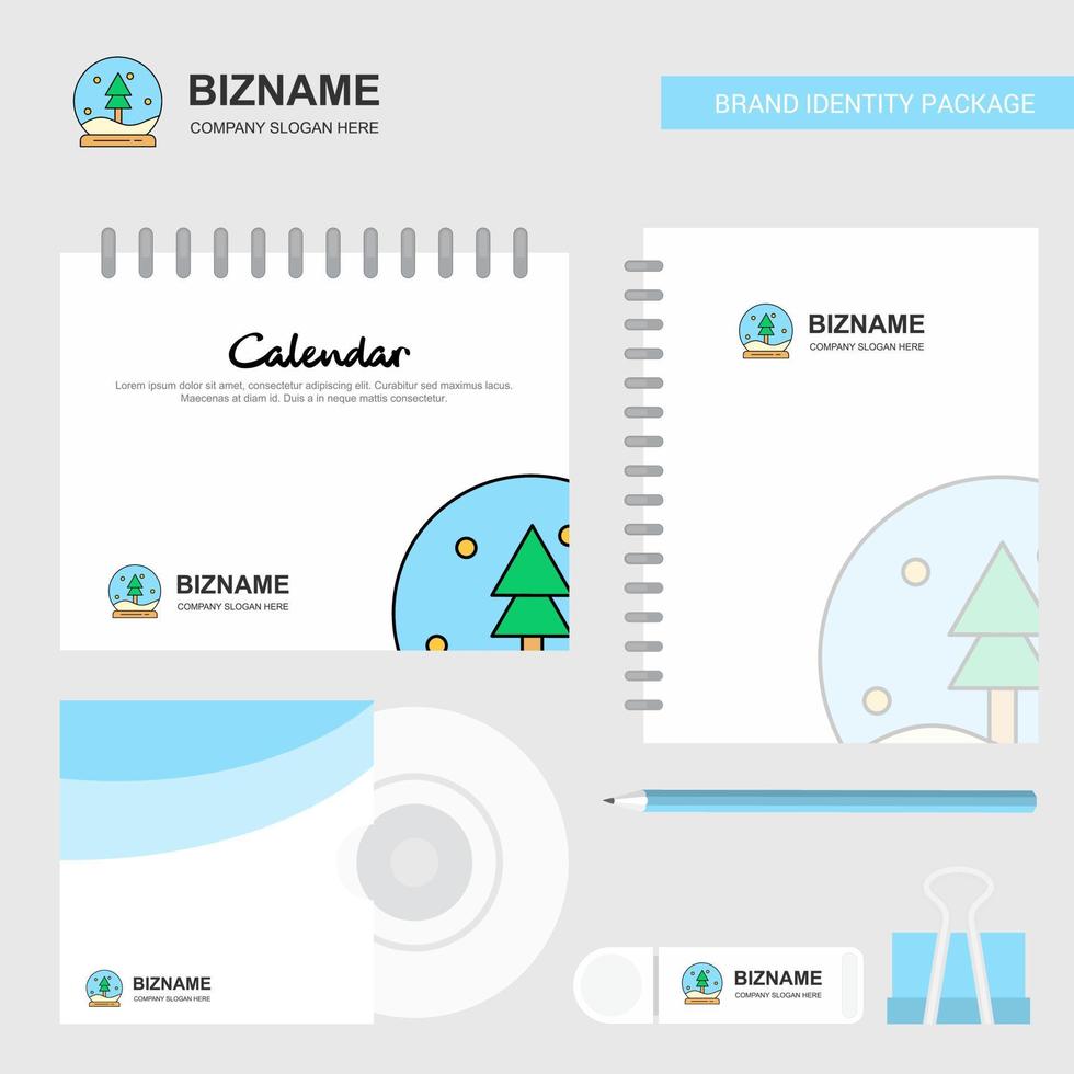 Christmas globe Logo Calendar Template CD Cover Diary and USB Brand Stationary Package Design Vector Template