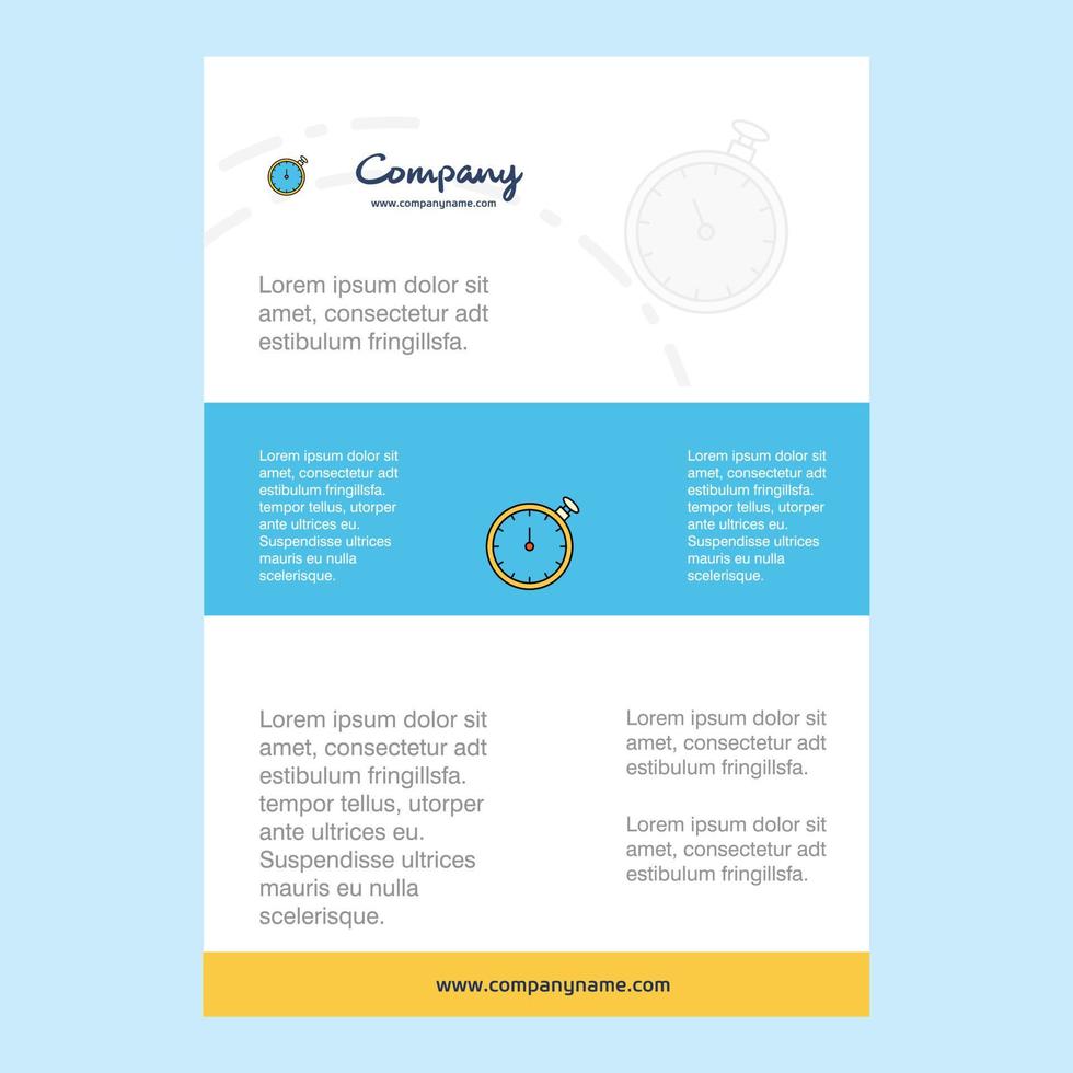 Template layout for Stopwatch comany profile annual report presentations leaflet Brochure Vector Background