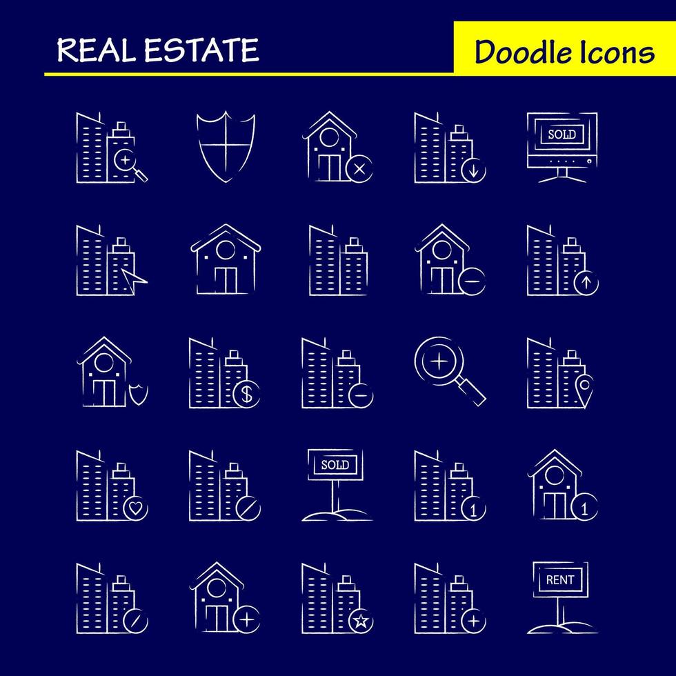 paquete de iconos dibujados a mano de bienes raíces para diseñadores y desarrolladores iconos de bienes raíces ayuda hogar información de la casa vector de bienes raíces