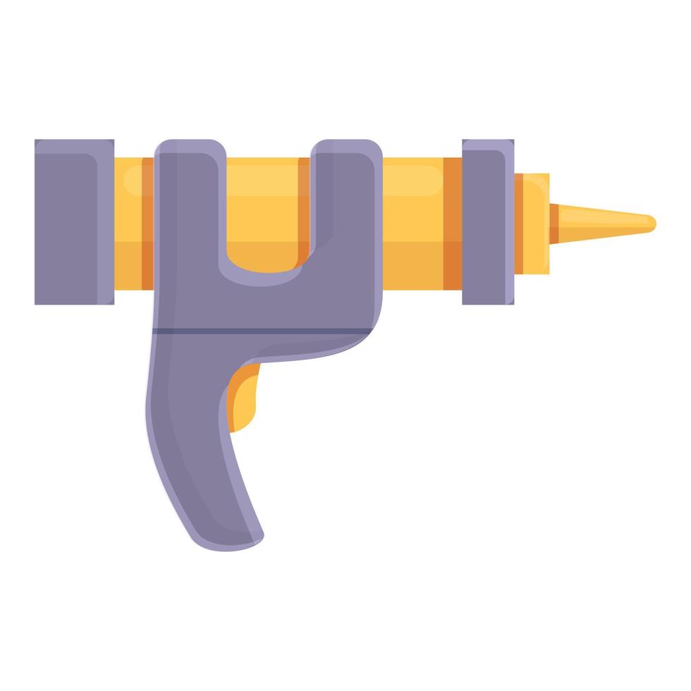 Cylinder silicone caulk gun icon, cartoon style vector