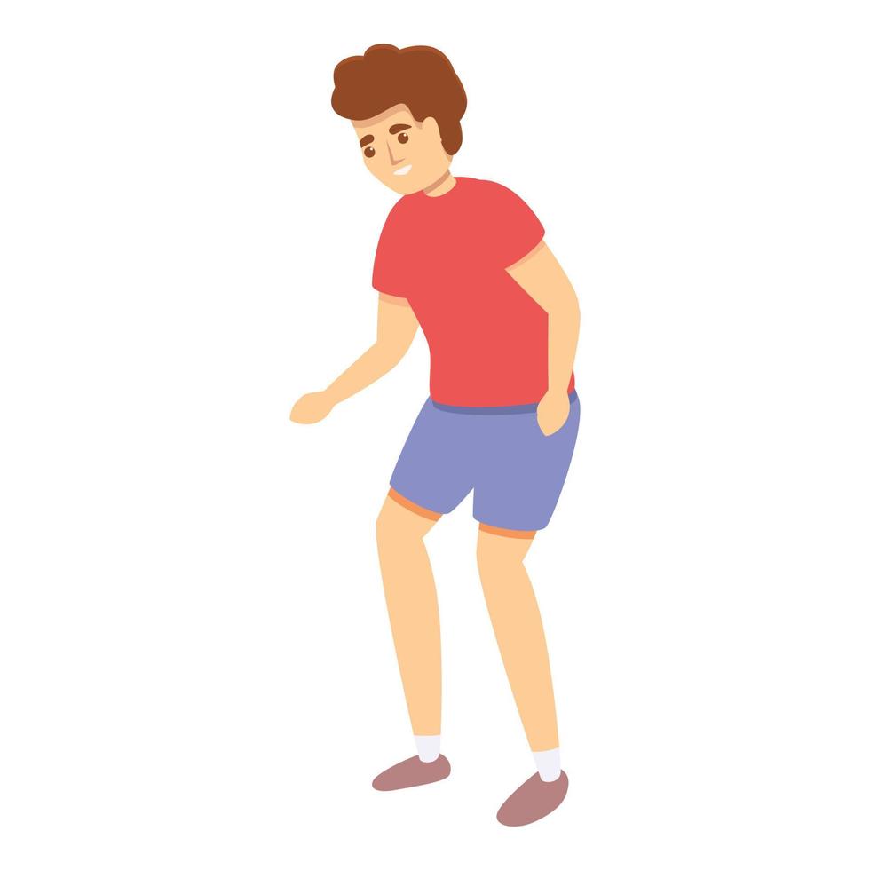 Kid waiting soccer ball icon, cartoon style vector