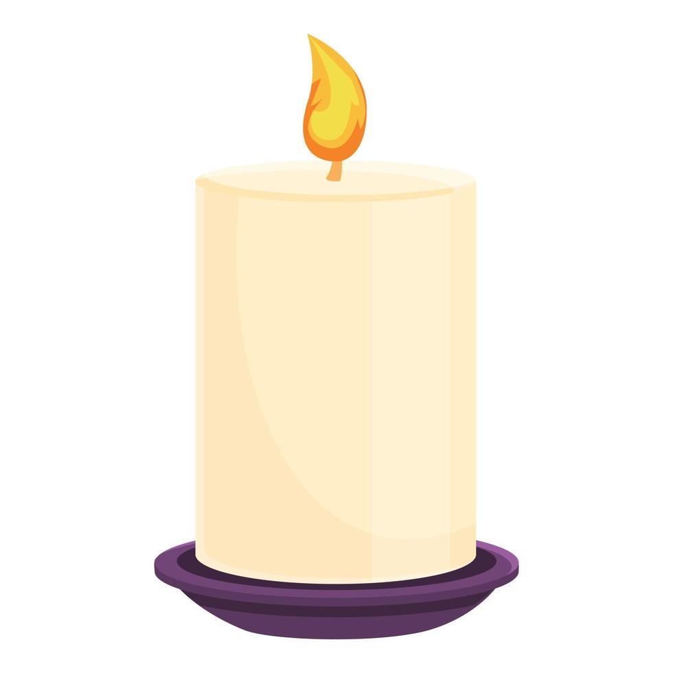 Burning candle icon, cartoon style vector