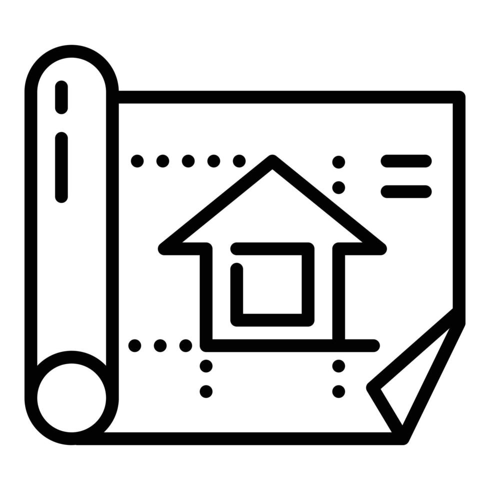 icono de construcción de casa de arquitecto, estilo de contorno vector