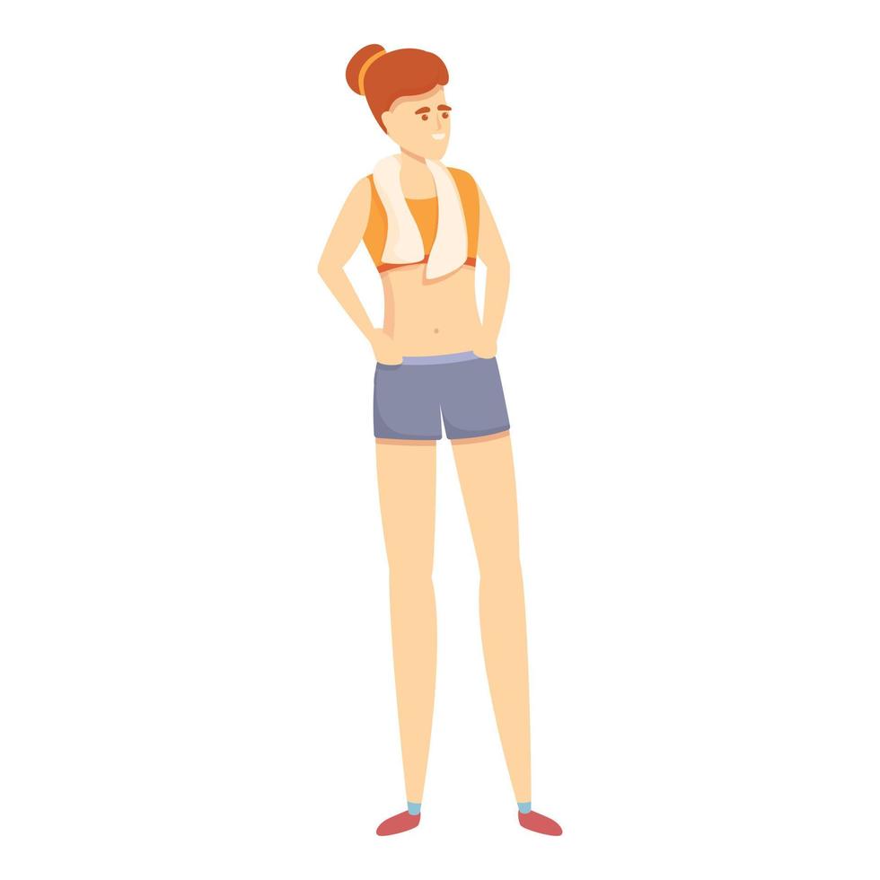 Girl athlete gym icon cartoon vector. Active exercise vector