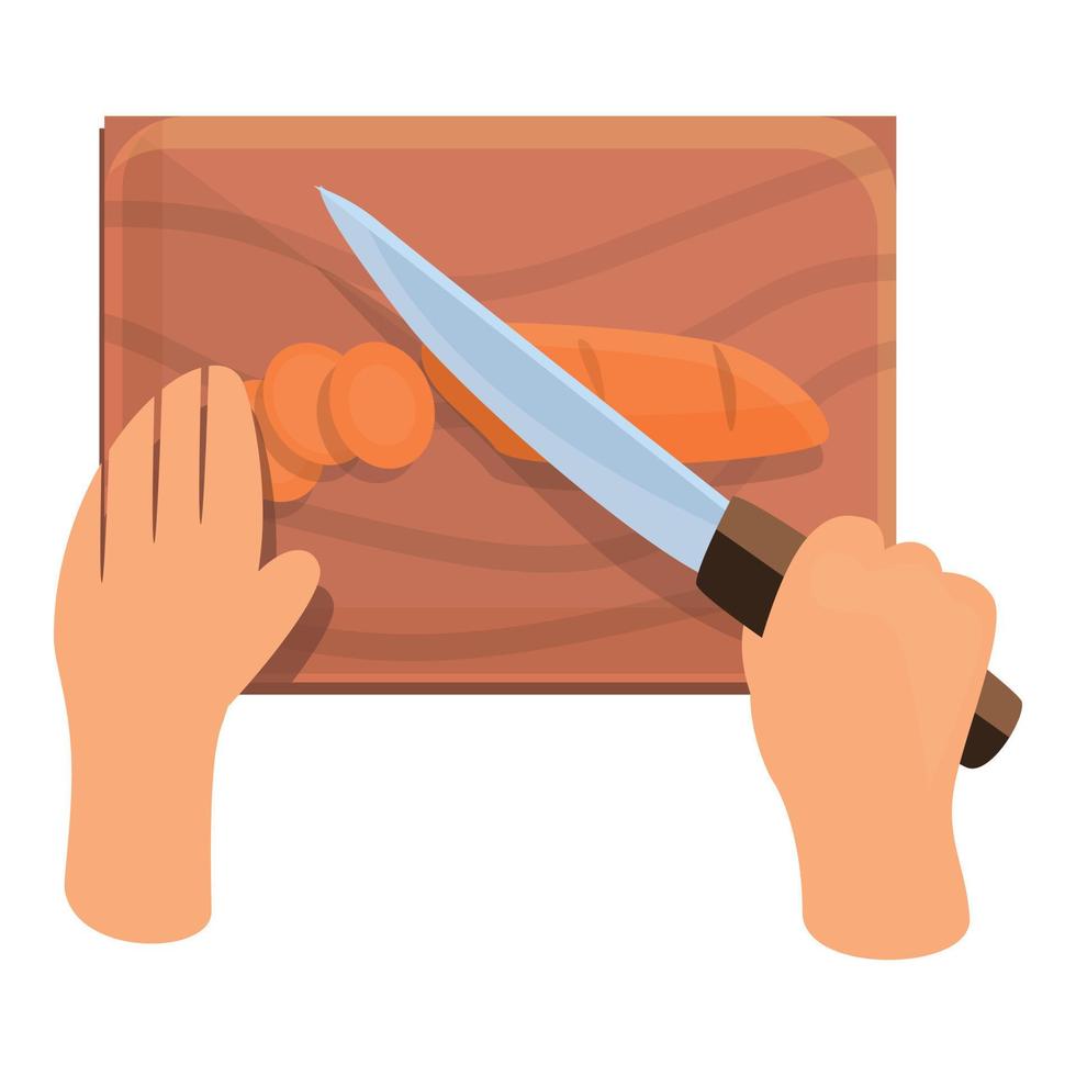 Cutting food prepare icon, cartoon style vector