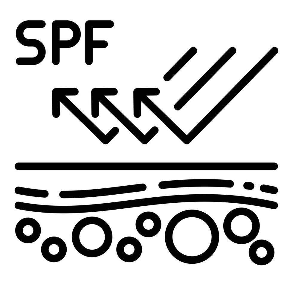 icono de protección spf, estilo de esquema vector