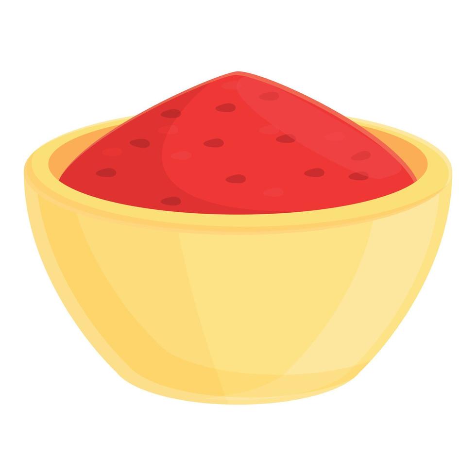 Red chilli powder icon, cartoon style vector