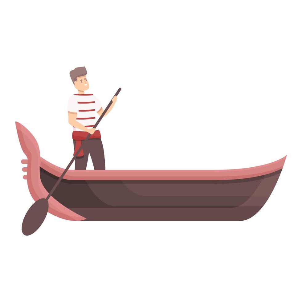 Old gondolier icon cartoon vector. Venice gondola vector