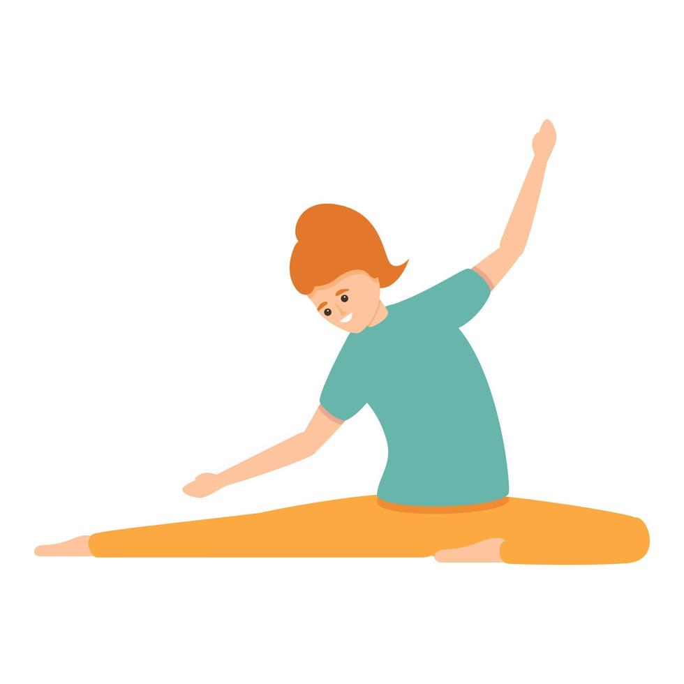 Pilates training icon, cartoon style vector