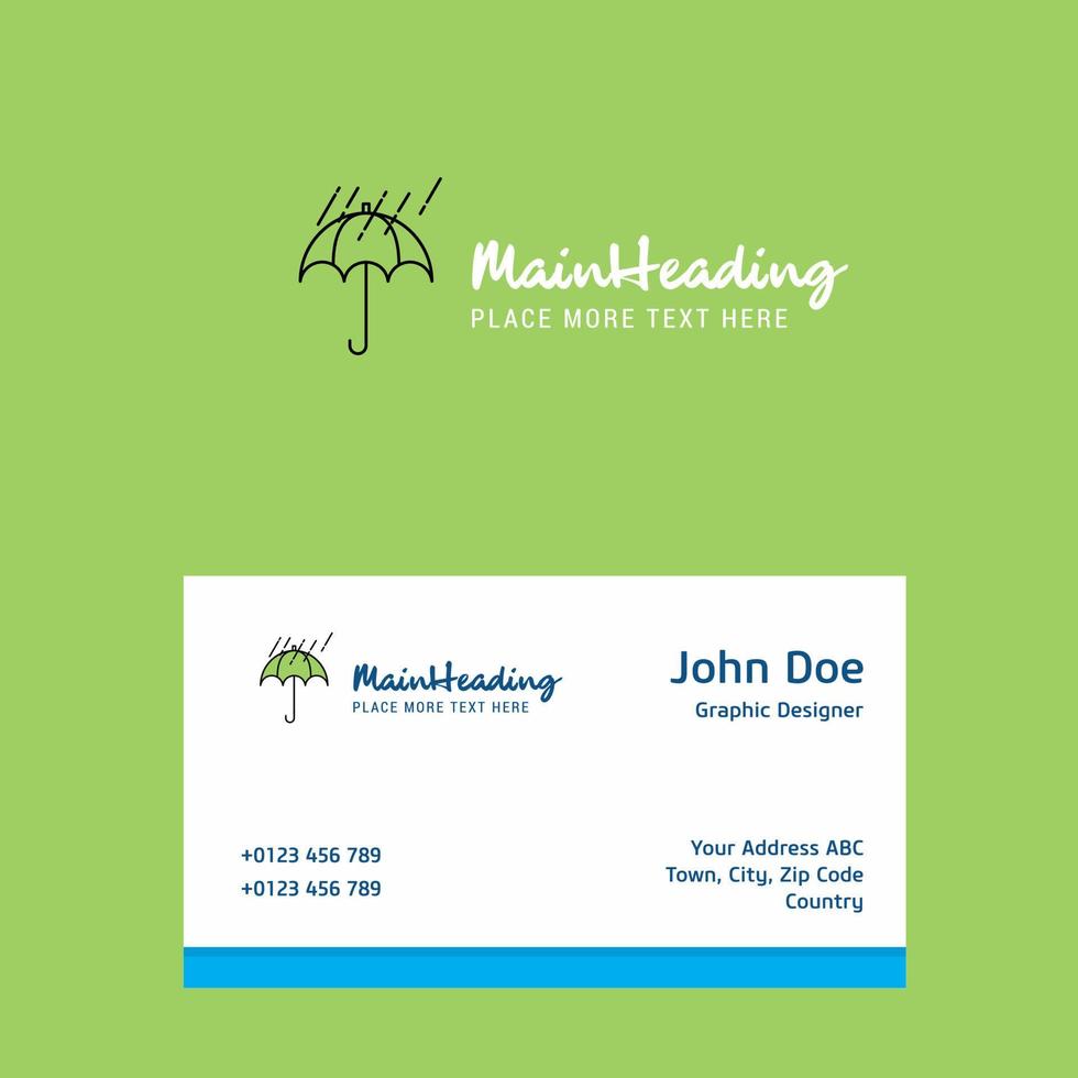 Raining and Umbrella logo Design with business card template Elegant corporate identity Vector