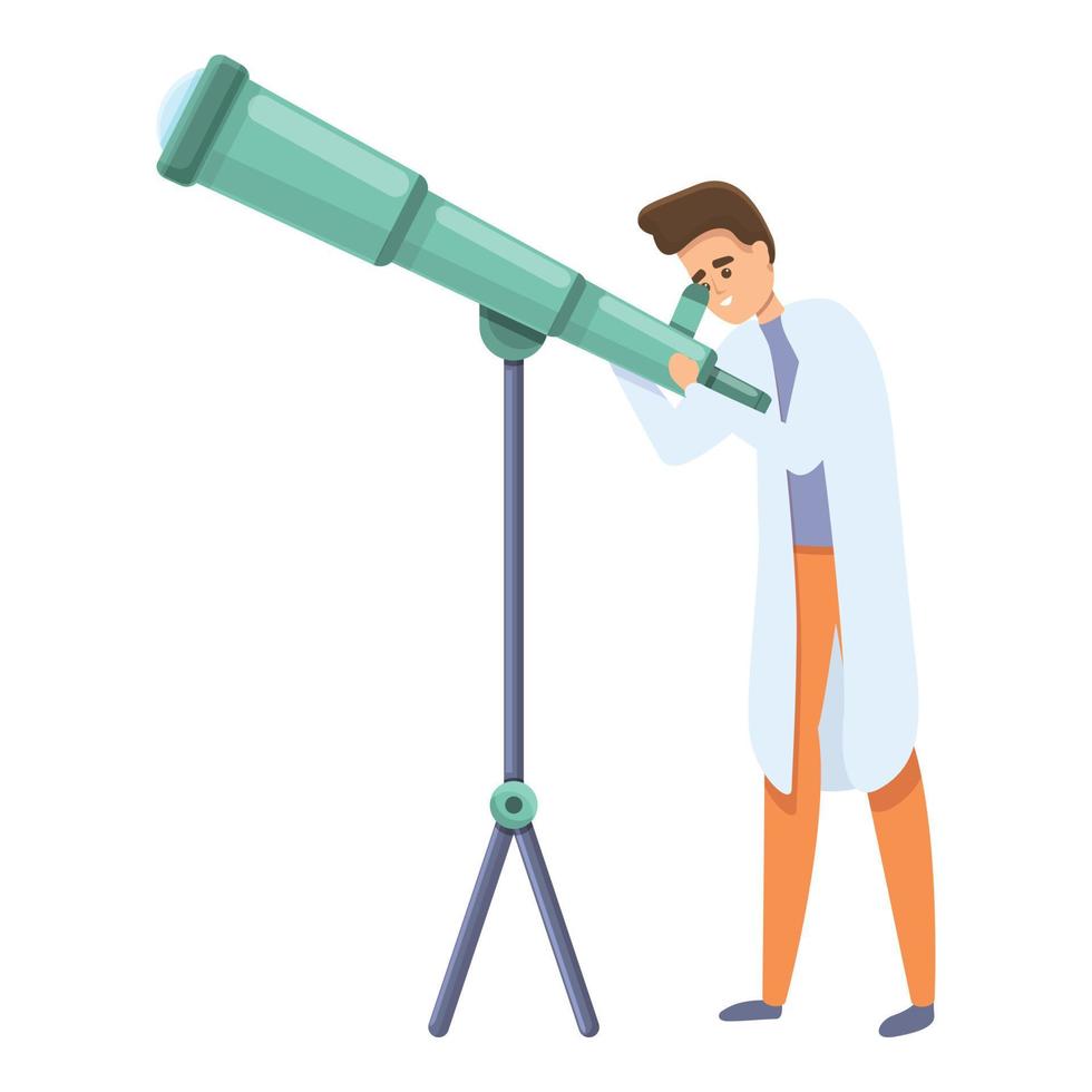 icono científico de investigación del telescopio, estilo de dibujos animados vector