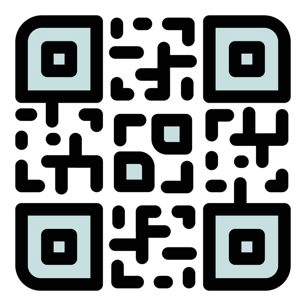 vector de contorno de icono de código qr en línea. escaneo móvil