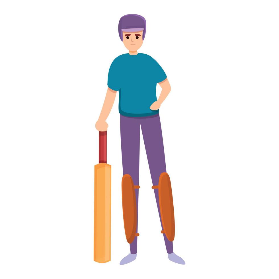 Cricket game icon, cartoon style vector