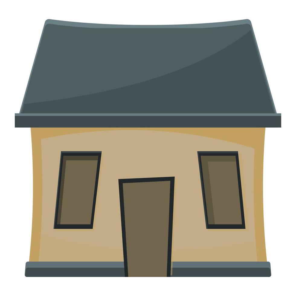 Facade creepy house icon, cartoon style vector