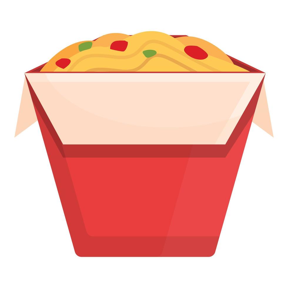 Takeaway chinese noodles icon, cartoon style vector