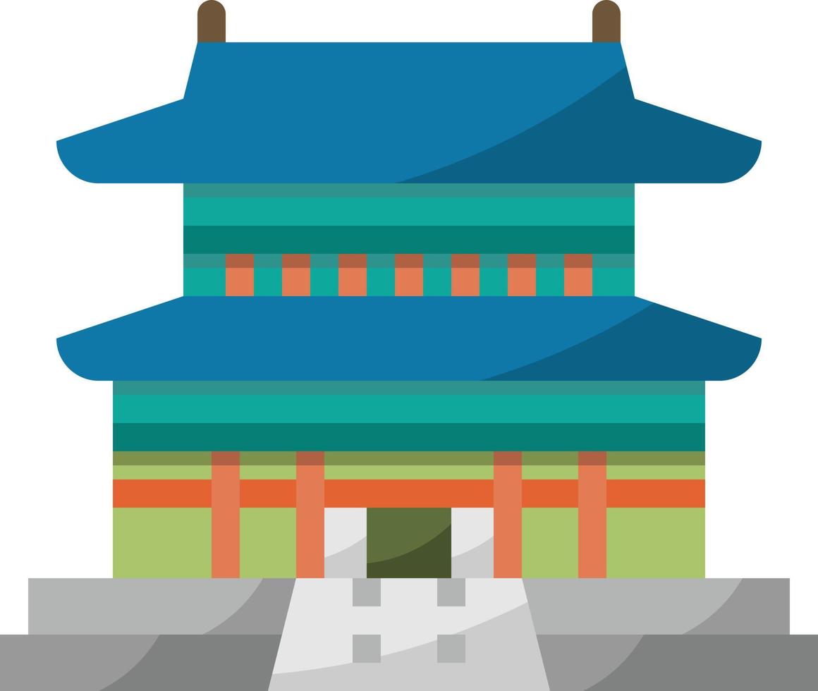 gyeongbokgung palace landmark korea building - flat icon vector