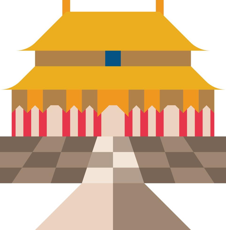 lugar de viaje de la ciudad prohibida china antigua - icono plano vector