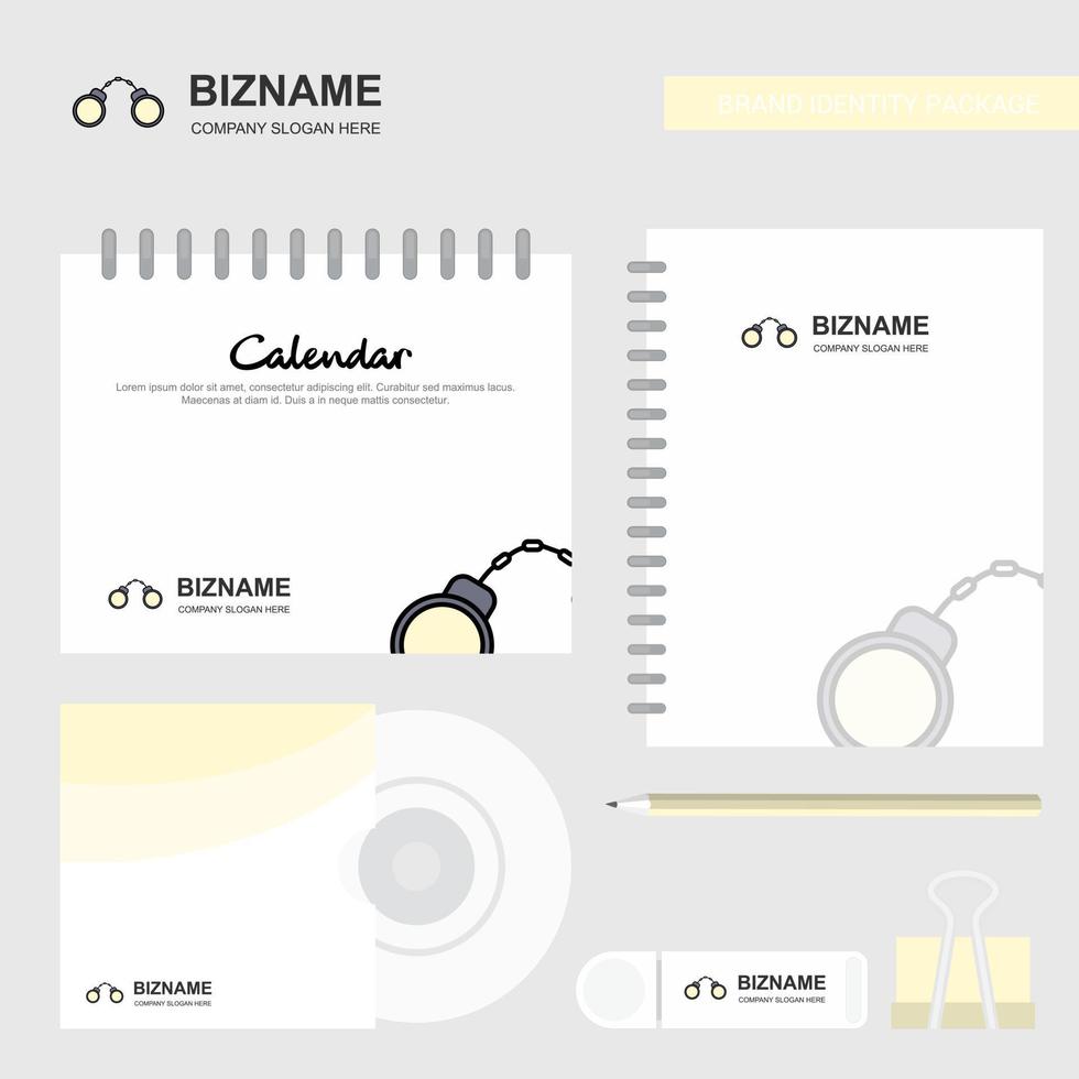 Hand cuffs Logo Calendar Template CD Cover Diary and USB Brand Stationary Package Design Vector Template