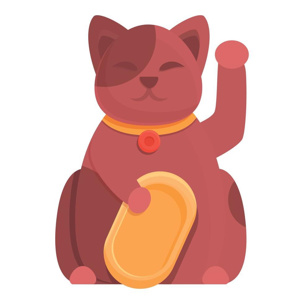 Hello lucky cat icon, cartoon style vector