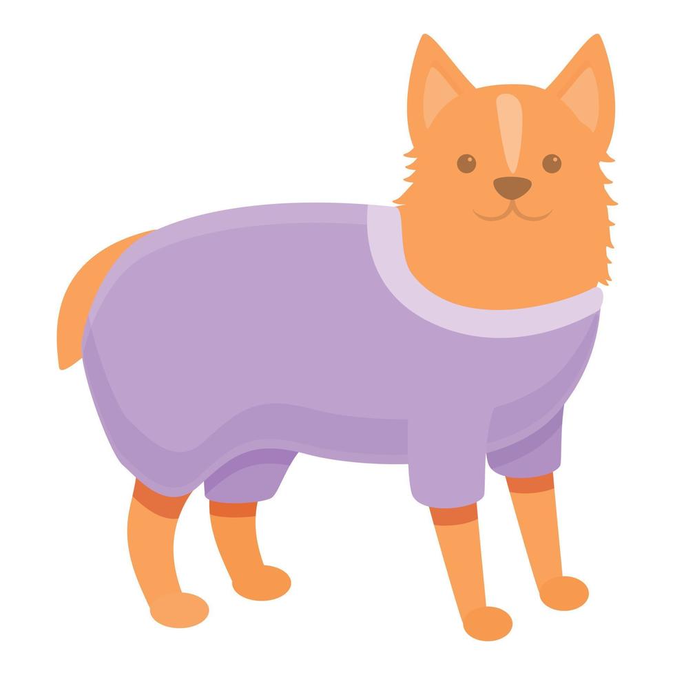 icono de ropa de perro violeta, estilo de dibujos animados vector