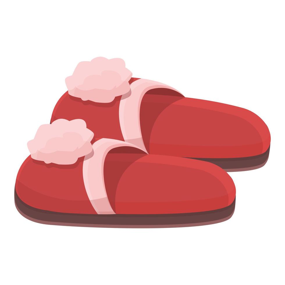 Slippers with flowers icon, cartoon style vector