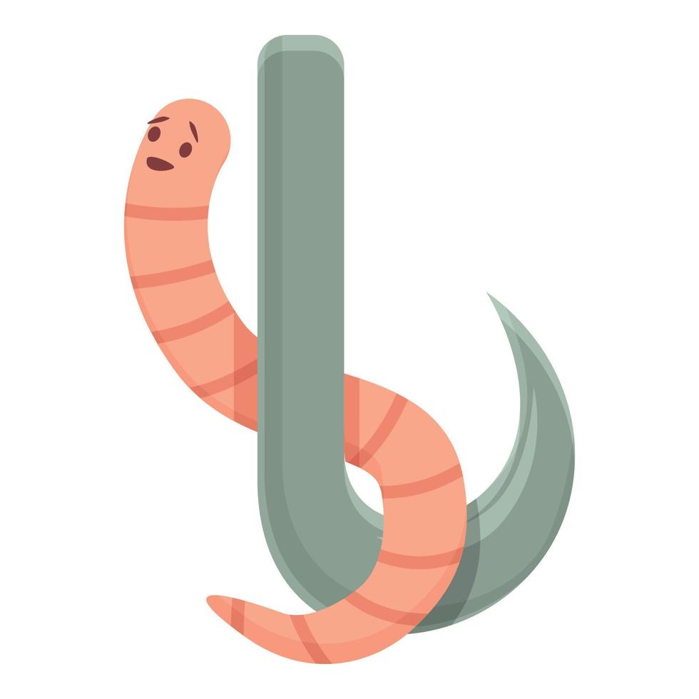 Worm on hook icon cartoon vector. Cute compost 14347576 Vector Art