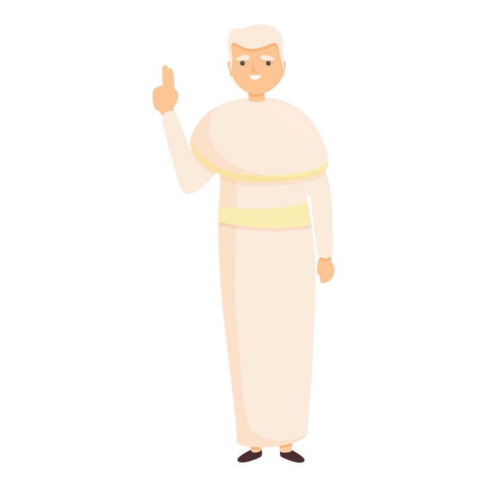 Priest white clothes icon, cartoon style vector