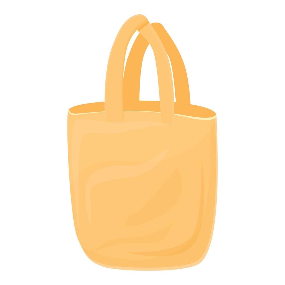 icono de bolsa de asa de plástico biodegradable, estilo de dibujos animados vector