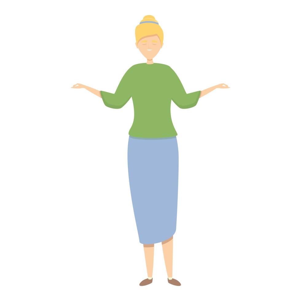 Woman concentration icon cartoon vector. Zen mind vector