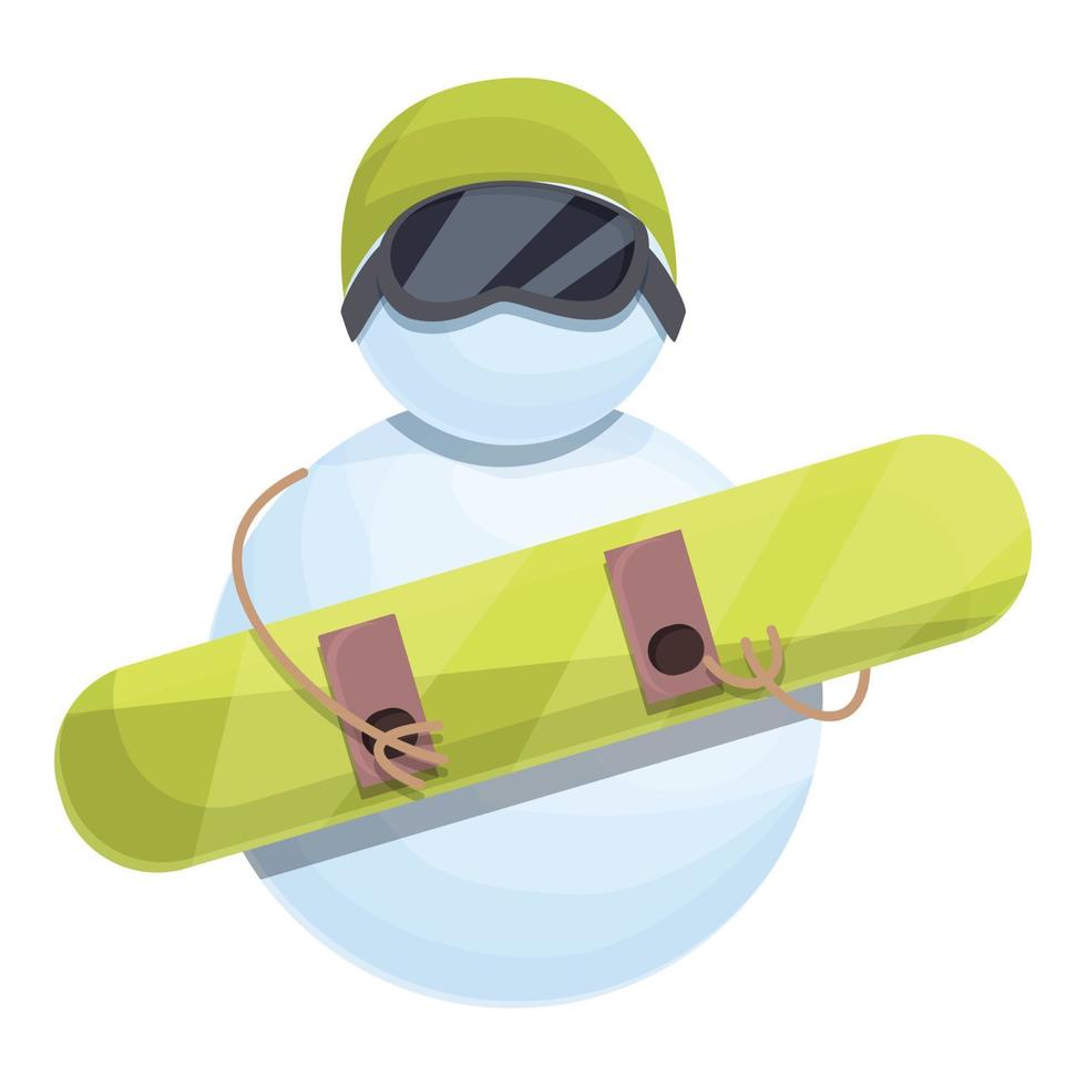 Snowman snowboarding icon cartoon vector. Christmas snow vector