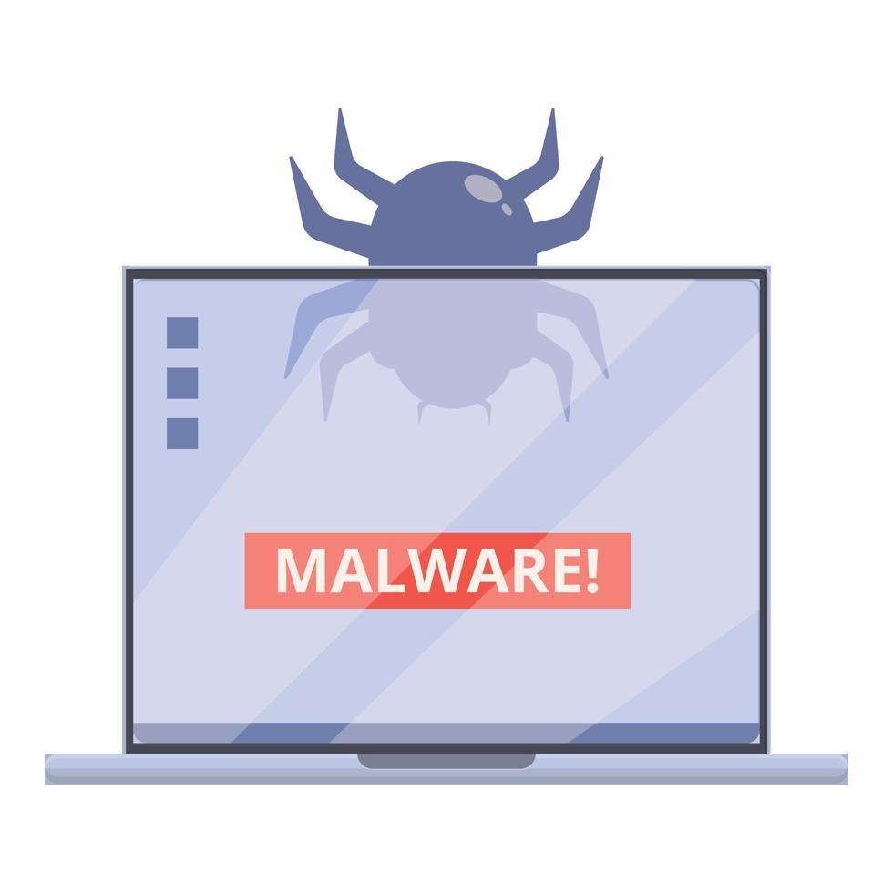 icono de malware de error, estilo de dibujos animados vector