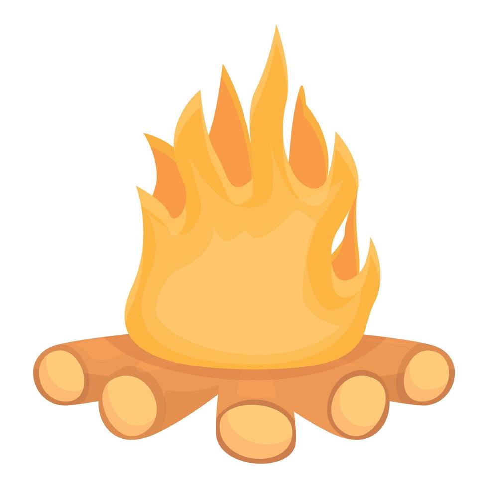 Camping campfire icon, cartoon style vector