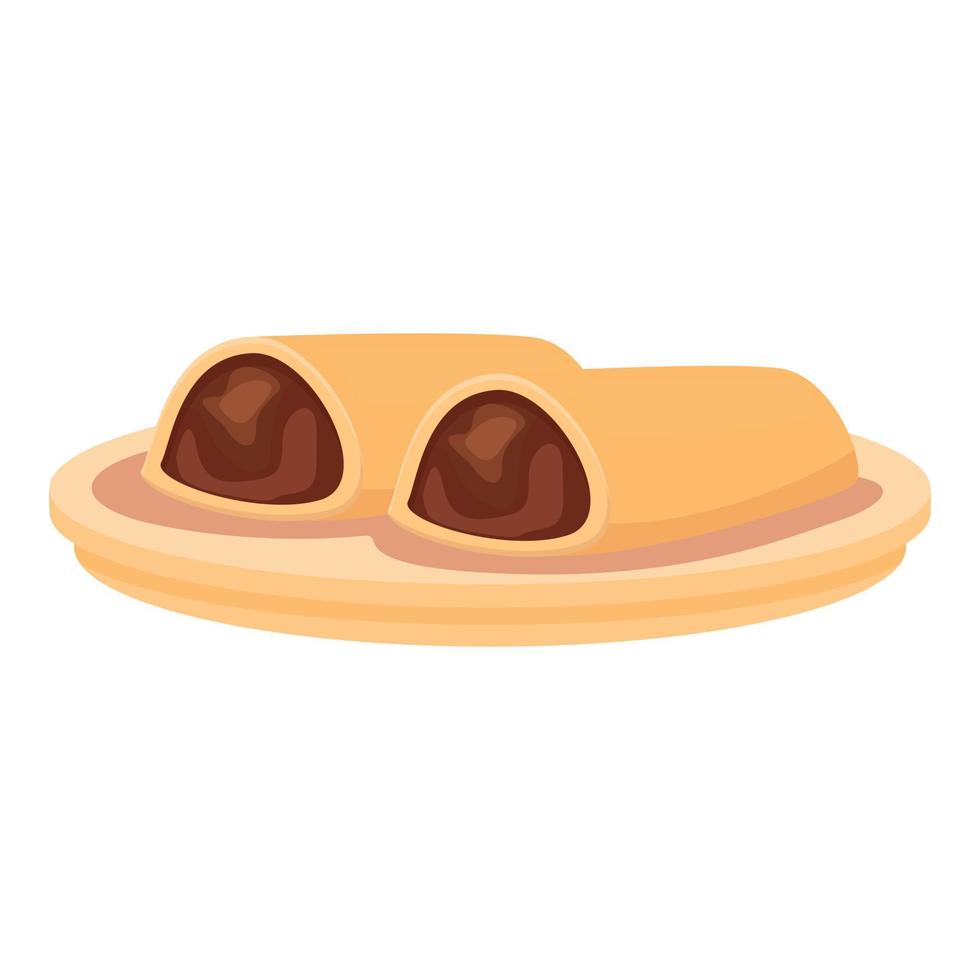 vector de dibujos animados de icono de rollo de chocolate. cocina comida
