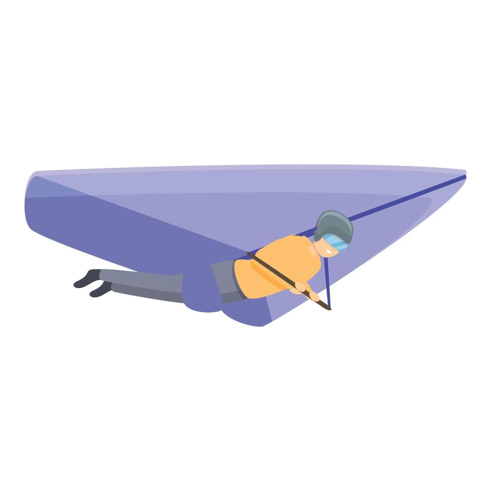 Adventure hang glider icon, cartoon style vector