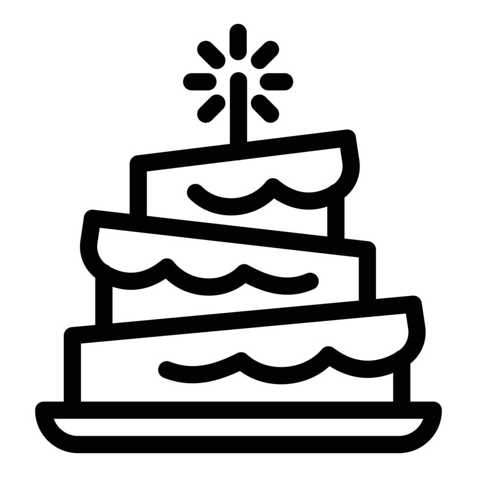 icono de pastel de cumpleaños divertido, estilo de contorno vector