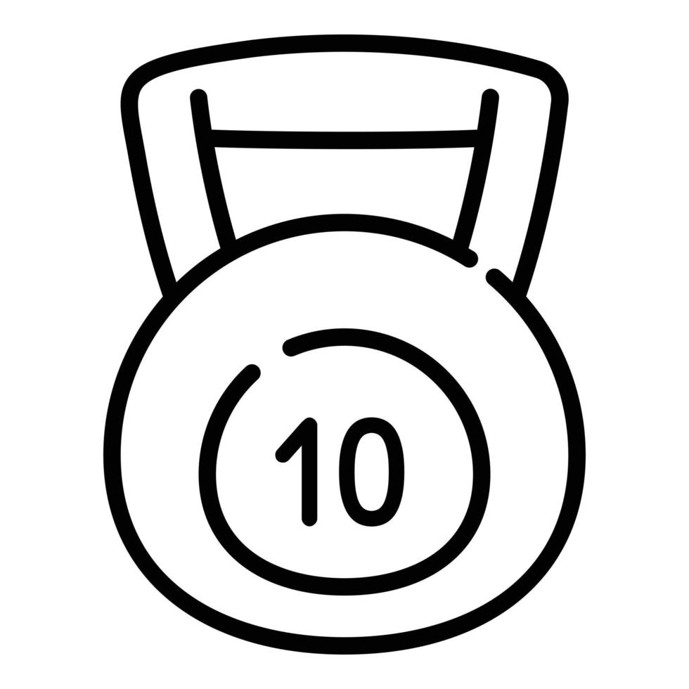 10 kg kettlebell icon, outline style vector