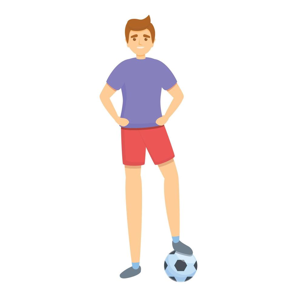 Kid ready soccer ball icon, cartoon style vector