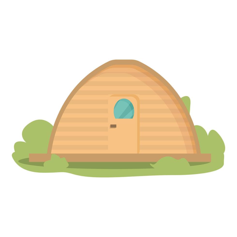 vector de dibujos animados de icono de glamping de madera. tienda de campaña