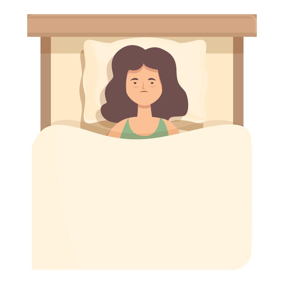 Young no sleep icon cartoon vector. Bed disorder vector