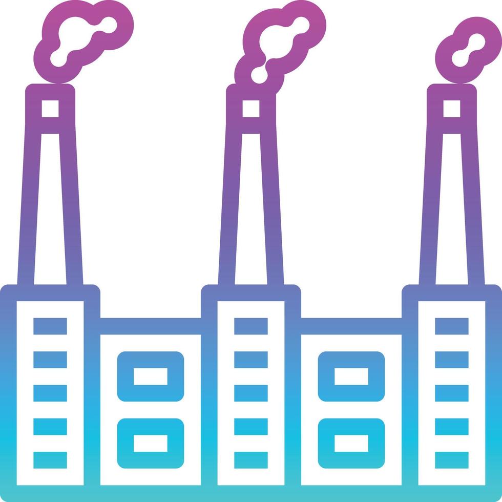 factory polution smoke production building - gradient icon vector