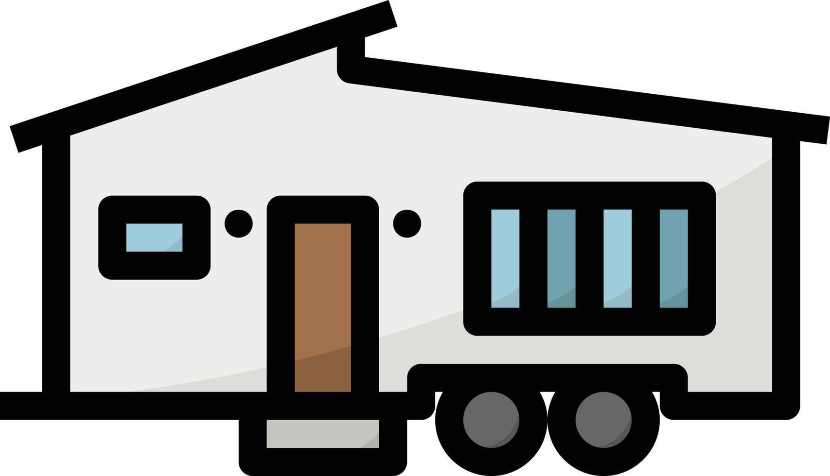 mobile house home movable wheel building - filled outline icon vector