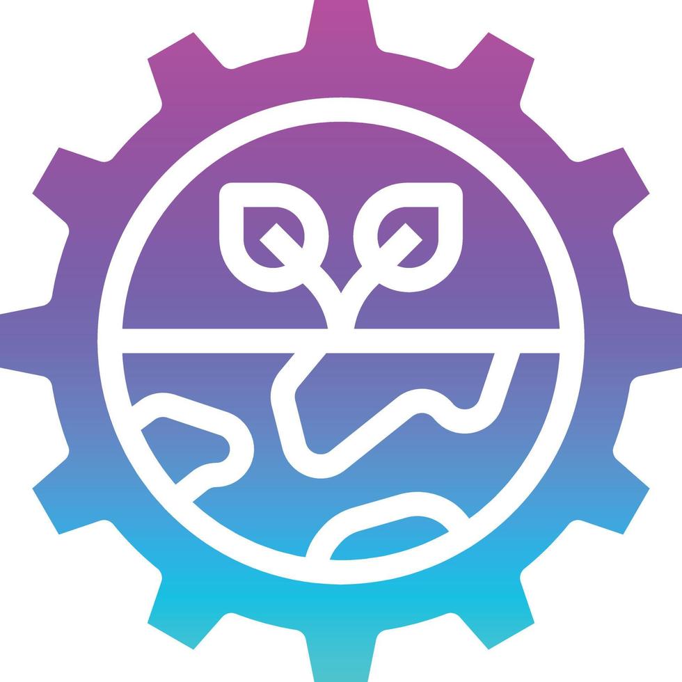gear ecology world save function - solid gradient icon vector