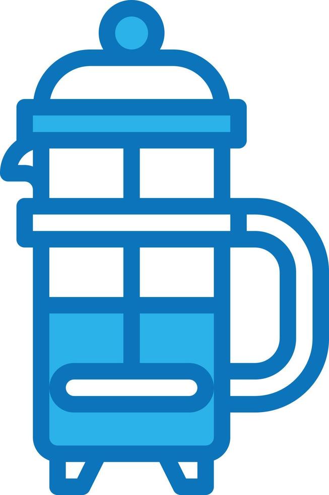french press coffee cafe restaurant - blue icon vector