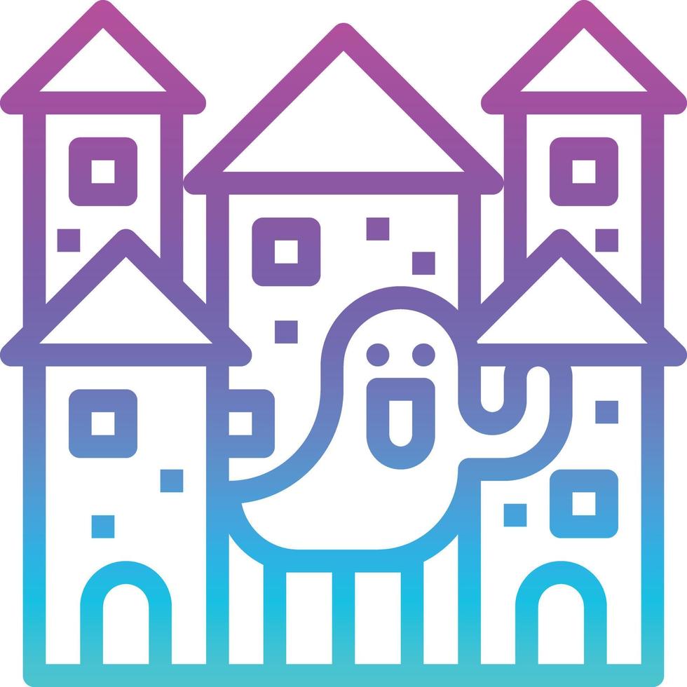 castle ghost huanted house halloween - gradient icon vector