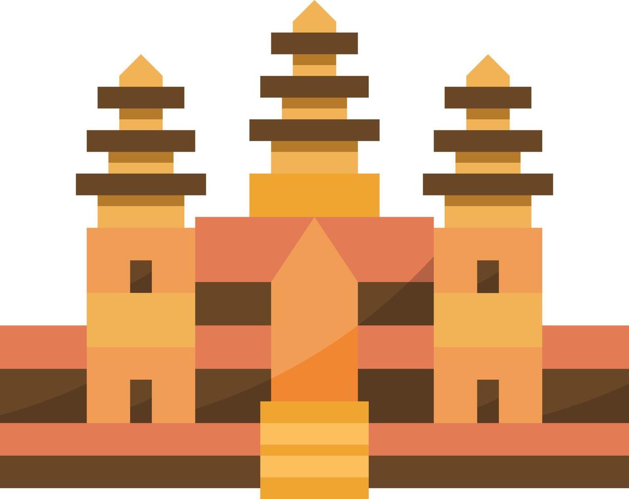 angkor wat cambodia landmark siem reap building - flat icon vector