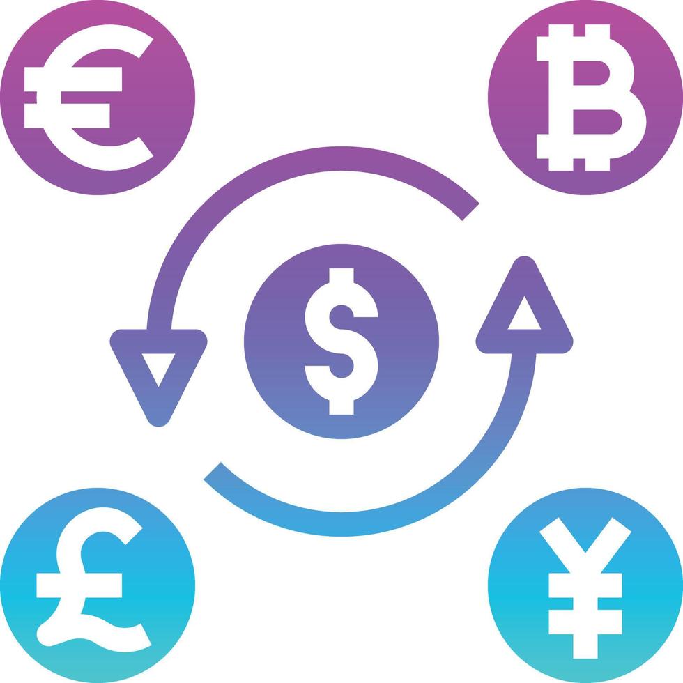currency exchange money transfer banking - solid gradient icon vector
